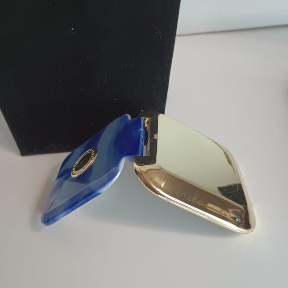 Square Compact Mirror Blue & Gold-toned - Picture 3 of 3